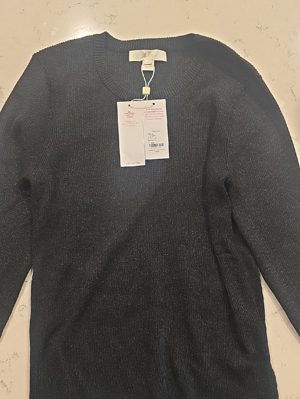 Lilly Pulitzer Black V-Neck Sweater Top